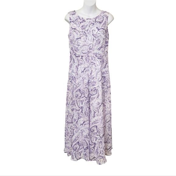 BLACK LABEL by Evan-Picone Lilac Paisley Print Sleeveless Fit & Flare Dress - Picture 1 of 11